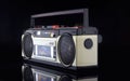 Vintage boom box on black background Royalty Free Stock Photo