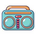 Vintage boombox icon, cartoon style