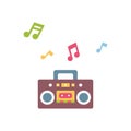 Vintage boombox voice recorder . Cassette tape recorder. Vector illustration isolated on white background Royalty Free Stock Photo