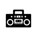 Vintage boombox voice recorder . Cassette tape recorder. Vector illustration isolated on white background Royalty Free Stock Photo
