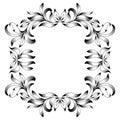 Vintage border frame engraving with retro ornament pattern in antique floral style decorative design.