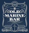 Vintage border western vector frame, old marine bar label Royalty Free Stock Photo