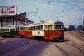 Vintage Boston MBTA trolley from 1973.