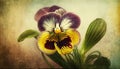 Vintage Botanical Johnny Jump Up Flower Design by Generative AI