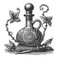 Vintage bottle with absinthe engraving vector