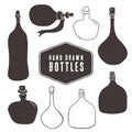 Vintage bottle collection. Hand drawn elements.