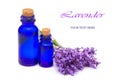 The vintage bottles and lavender flowers Royalty Free Stock Photo