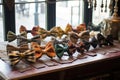 vintage bow ties displayed on an antique table Royalty Free Stock Photo