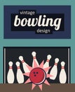 Vintage bowling design - strike in the old-fashioned colors