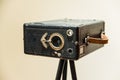 A vintage box photo camera in the Museum of the history of photography Royalty Free Stock Photo