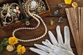 Vintage box with trinkets and jewelry Royalty Free Stock Photo