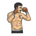 Vintage boxer sketch vector illustration