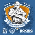 Vintage boxing emblem, label, badge, logo and designed elements.