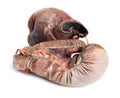 Vintage boxing gloves isolated on white background Royalty Free Stock Photo