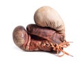 Vintage boxing gloves isolated on white background Royalty Free Stock Photo