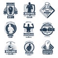 Vintage boxing sports club vector labels and badges Royalty Free Stock Photo