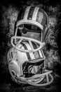 Vintage Boys Football Helmets Stacked