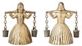 Vintage brass bell shape of a woman with a yoke Royalty Free Stock Photo