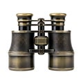 Vintage Brass and Black Binoculars on White Background Royalty Free Stock Photo