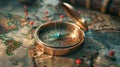 The vintage brass compass.AI generated image Royalty Free Stock Photo