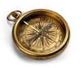 Vintage brass compass isolated on white background Royalty Free Stock Photo
