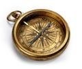 Vintage brass compass isolated on white background Royalty Free Stock Photo