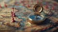 The compass on map.AI generated image Royalty Free Stock Photo