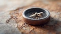 Vintage brass compass navigating old grunge map surface Royalty Free Stock Photo