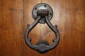 Vintage brass door knocker on an old door, Italy, Florence Royalty Free Stock Photo