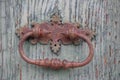Vintage brass door knocker on an old door, Italy, Rome Royalty Free Stock Photo