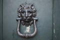 Vintage brass door knocker on an old door, Italy, Rome Royalty Free Stock Photo