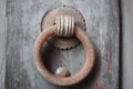 Vintage brass door knocker on an old door, Italy, Rome Royalty Free Stock Photo