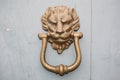 Vintage brass door knocker on an old door, Italy, Rome Royalty Free Stock Photo