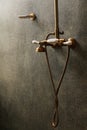 Vintage brass douche or faucet and soap holde Royalty Free Stock Photo