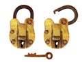 Vintage Brass Padlock, Open and Closed