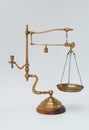 Vintage brass scale with weight and candleholder