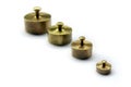 Vintage brass scale weights Royalty Free Stock Photo