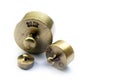 Vintage brass scale weights Royalty Free Stock Photo