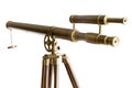 Vintage brass telescope isolated Royalty Free Stock Photo