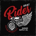 Vintage brat style motorcycle emblem