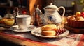 Vintage breakfast: stylish dishes and traditional dishes