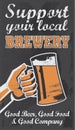 Vintage Brewery Beer Poster - Chalkboard Vector Illustration