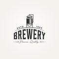 Vintage brewery line art logo illustration design