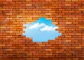 Vintage brick wall background with hole. Royalty Free Stock Photo