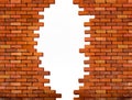 Vintage brick wall background with hole. Royalty Free Stock Photo