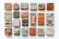 Vintage Bricks on White Studio Background Royalty Free Stock Photo