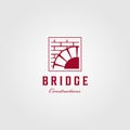 Vintage bridge logo construction brick vector emblem illustration design