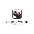 Vintage bridge wood emblem logo