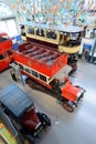 Vintage british double decker tram and bus - London transport museum Royalty Free Stock Photo