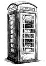 Vintage British telephone booth illustration